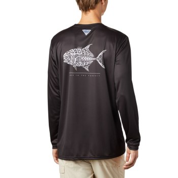 Columbia Sweater Heren, PFG Terminal Tackle Tribal Fish Long Sleeve Zwart, 30QKLZPXO